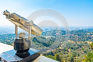 Coin operated binoculars on open outdoor balcony