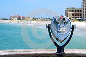 Coin operated high power binoculars at the beach