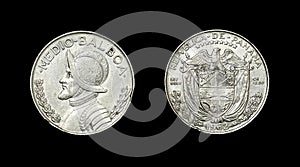 Coin of Panama with image of admiral Medio Balboa photo