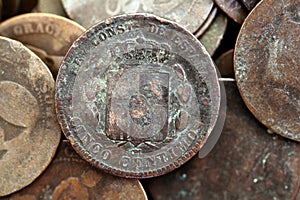 Coin peseta real old spain republic photo