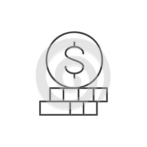 Coin pile, money currency lineal icon. Finance, payment, invest finance symbol design.