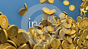 Coin piling up Rising income animation.