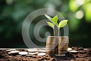 Coin with plant invest money concept, environment concept