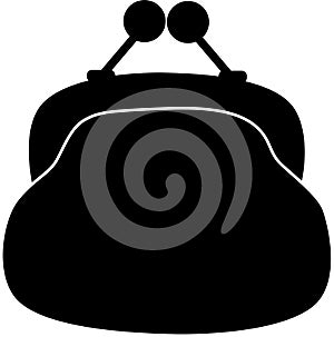 Coin purse icon, black silhouette. Highlighted on a white background.