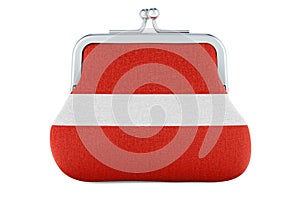 Coin purse with Latvian flag. Budget, investment or financial, banking concept in Latvia. 3D rendering