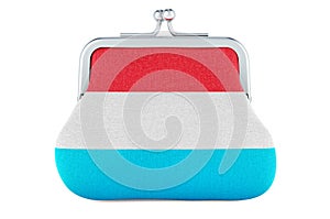 Coin purse with Luxembourgish flag. Budget, investment or financial, banking concept in Luxembourg. 3D rendering
