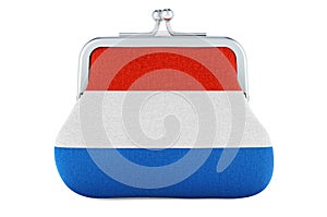 Coin purse with the Netherlands flag. Budget, investment or financial, banking concept in the Netherlands. 3D rendering