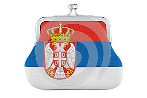 Coin purse with Serbian flag. Budget, investment or financial, banking concept in Serbia. 3D rendering