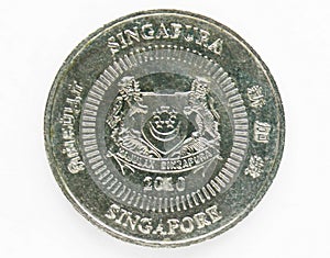 50 Cents downwards ribbon coin, 1985~2012 - Circulation - 2nd Series serie, 2010. Bank of Singapore. Reverse, issued on 1992