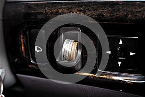 Coin slot in car