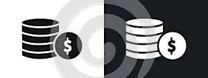 Coin stack icon linear graphics set vector in black