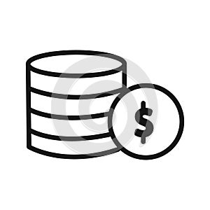 Coin stack icon linear vector graphics sign