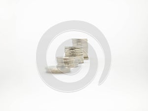 Coin Thai,Pile of coins heap of coins silver gold,Stacks on a white background,Investment money concept, Coin stack growing Isolat