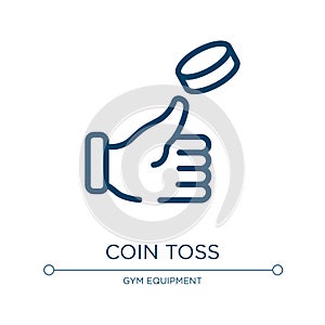 Coin toss icon. Linear vector illustration from soccer collection. Outline coin toss icon vector. Thin line symbol for use on web