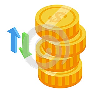 Coin trade icon isometric vector. Money barter