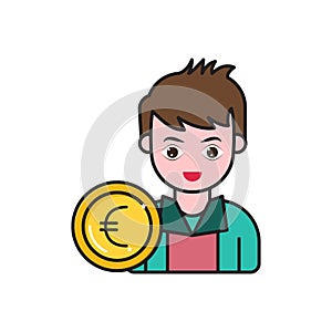 Coin vector flat color icon