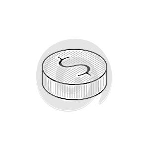Coin thin line icon. coin Hand Drawn thin line icon