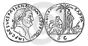 Coin of Vespasian vintage illustration