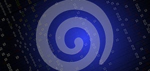 Blue tone computer program binary code background.