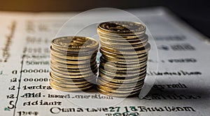 coins arranged in a stack represent the ideas of inves