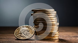 coins arranged in a stack represent the ideas of inves