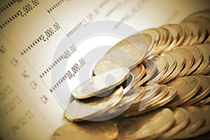 Coins on bank book account i