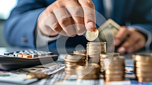 The coins with bitcoin symbol. AI generated