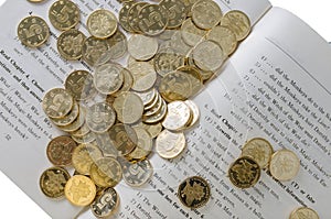 Coins and book