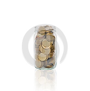 Coins in a bottle, Represents the financial growth. The more money you save, the more you will get.