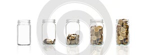 Coins in a bottle, Represents the financial growth. The more money you save, the more you will get.