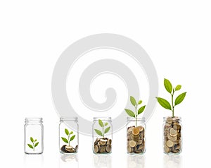 Coins in a bottle, Represents the financial growth. The more money you save, the more you will get.