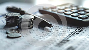 The coins and calculator.AI generated image
