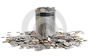 Coins and can photo