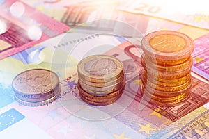 Coins Chart on Euro Banknotes