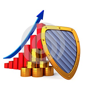 Coins chart and shield