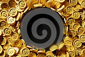 coins Circular frame background. 3d Rendering