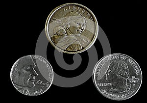 Coins of different denomination showing the face
