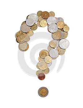 Coins forming a question mark sign