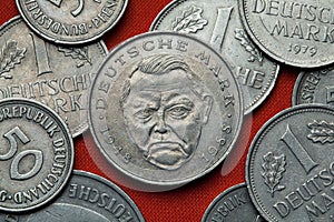Coins of Germany. German politician Ludwig Erhard