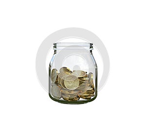 Coins in a glass jar