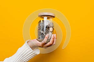 coins in a glass jar, coin bank, financial investments, income, wages, mutual funds, cash flow, financial growth, investors