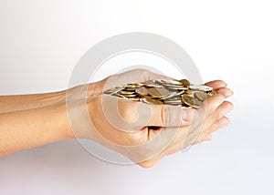 Coins in the hands
