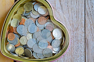 Coins in heart