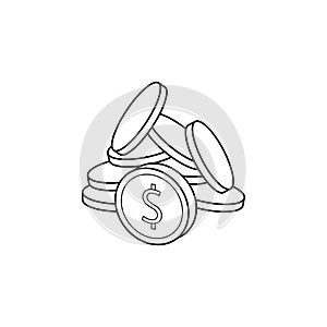 coins icon. Element of banking icon for mobile concept and web apps. Thin line icon for website design and development, app devel