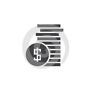 Coins icon vector, money solid logo, pictogram isolated on white