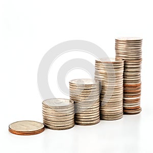 Coins Increase Isolated on White Background