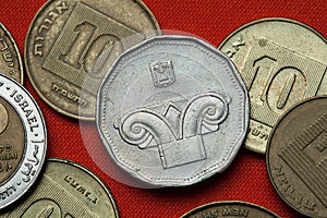Coins of Israel. Ionic column capital