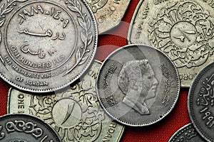 Coins of Jordan. King Hussein bin Talal