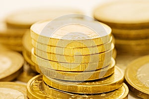 Coins macro close up