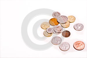 Coins money cash on white background